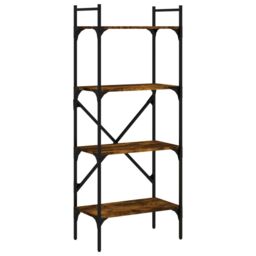 Berkfield Home Bookcase 4-Tier Smoked Oak 56x31.5x138.5 cm Engineered Wood in Brown - thumbnail 2