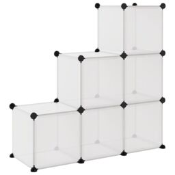 Berkfield Home Storage Cube Organiser with 6 Cubes Transparent PP in Clear - thumbnail 5