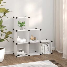 Berkfield Home Storage Cube Organiser with 6 Cubes Transparent PP in Clear - thumbnail 1