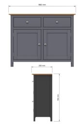 FWStyle Oak Veneer Sideboard Graphite Blue 2 Doors 2 Drawers Storage Cabinet - thumbnail 6