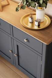 FWStyle Oak Veneer Sideboard Graphite Blue 2 Doors 2 Drawers Storage Cabinet - thumbnail 3