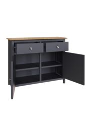 FWStyle Oak Veneer Sideboard Graphite Blue 2 Doors 2 Drawers Storage Cabinet - thumbnail 5