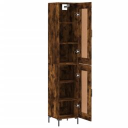 Berkfield Home Highboard Smoked Oak 34.5x34x180 cm Engineered Wood in Brown - thumbnail 4