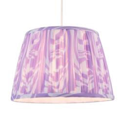 Happy Homewares Modern Lilac Pleated Cotton Fabric Lamp Shade with Wavy Lines Design - Size: 12 inches - thumbnail 2