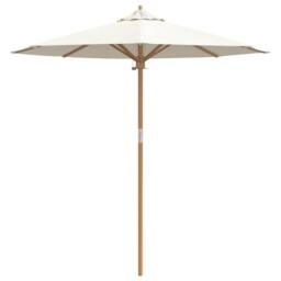 Berkfield Home White Garden Parasol Cream White 217x230 cm Bamboo - thumbnail 4