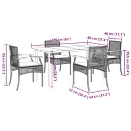 Berkfield Home 5 Piece Garden Dining Set with Cushions Black Poly Rattan - thumbnail 7