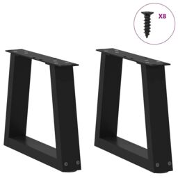 Berkfield Home Dining Table Legs V-Shape 2 pcs Black 30x(30-31.3) cm Steel - thumbnail 3