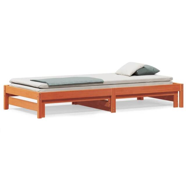 Berkfield Home Day Bed with Trundle without Mattress Wax Brown 90x190 cm Single - image 1