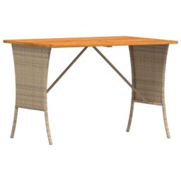 Berkfield Home Garden Table with Acacia Wood Top Beige 105x75x72 cm Poly Rattan - Size: 105 x 75 x 72 cm - thumbnail 7