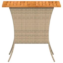 Berkfield Home Garden Table with Acacia Wood Top Beige 105x75x72 cm Poly Rattan - Size: 105 x 75 x 72 cm - thumbnail 6