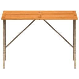 Berkfield Home Garden Table with Acacia Wood Top Beige 105x75x72 cm Poly Rattan - Size: 105 x 75 x 72 cm - thumbnail 5