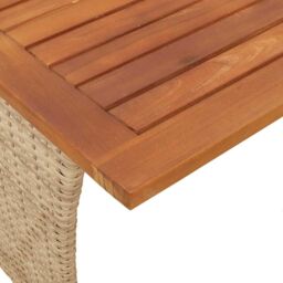 Berkfield Home Garden Table with Acacia Wood Top Beige 105x75x72 cm Poly Rattan - Size: 105 x 75 x 72 cm - thumbnail 9