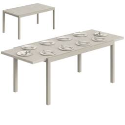 OUTSUNNY Extending Garden Table, Aluminium Outdoor Dining Table for 8-10 in Light Grey - Size: 214ml - thumbnail 2
