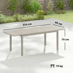 OUTSUNNY Extending Garden Table, Aluminium Outdoor Dining Table for 8-10 in Light Grey - Size: 214ml - thumbnail 3