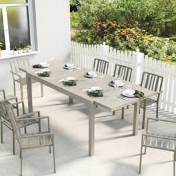 OUTSUNNY Extending Garden Table, Aluminium Outdoor Dining Table for 8-10 in Light Grey - Size: 214ml