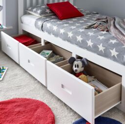 Bedmaster Quest Wooden 3 Drawer Bed in White - Size: Single - thumbnail 3