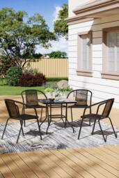 Living and Home 4-Seater Outdoor Garden Dining Table and Chair Set in Black - thumbnail 2