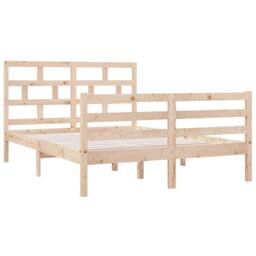 Berkfield Home Bed Frame 135x190 cm Double Solid Wood in Light Tan - thumbnail 3