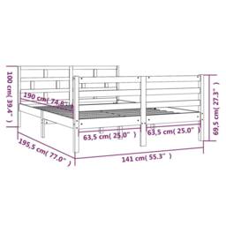 Berkfield Home Bed Frame 135x190 cm Double Solid Wood in Light Tan - thumbnail 8