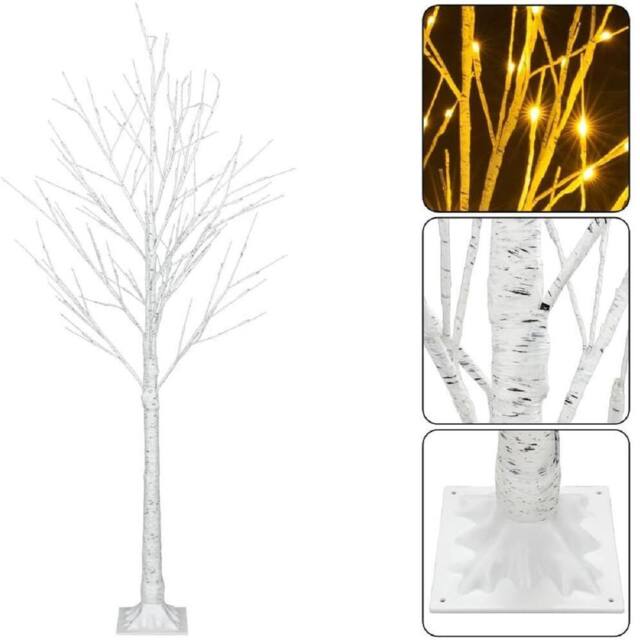 AKA 4ft Birch Tree Christmas Decoration Pre Lit Warm White LED Xmas - image 1