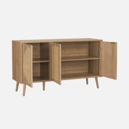 sweeek 120cm Wood & Cane Rattan Sideboard in Light Brown - thumbnail 3