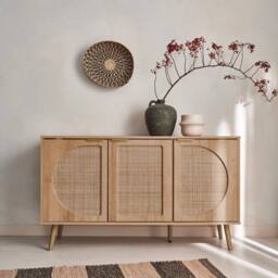 sweeek 120cm wood & cane rattan sideboard in Beige - thumbnail 1