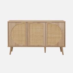 sweeek 120cm Wood & Cane Rattan Sideboard in Light Brown - thumbnail 2