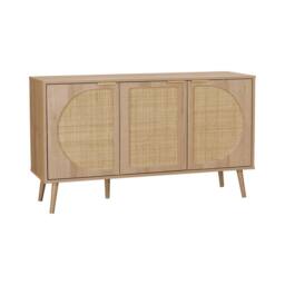 sweeek 120cm wood & cane rattan sideboard in Beige - thumbnail 2