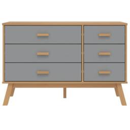 Berkfield Home Beautiful Drawer Cabinet OLDEN Grey & Brown Solid Wood Pine - thumbnail 7