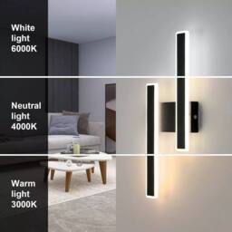 EONLION Modern LED Wall Lamp Dimmable Wall Light Black Indoor 32W Living Room - thumbnail 4
