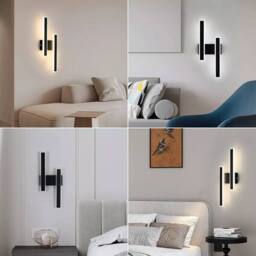 EONLION Modern LED Wall Lamp Dimmable Wall Light Black Indoor 32W Living Room - thumbnail 3