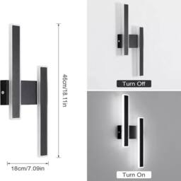 EONLION Modern LED Wall Lamp Dimmable Wall Light Black Indoor 32W Living Room - thumbnail 2