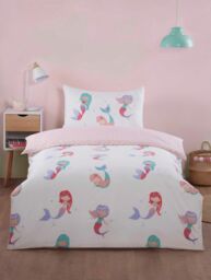 Rapport Home Little Mermaids Microfibre Reversible Duvet Cover Set with Pillowcase - Size: Toddler - thumbnail 1