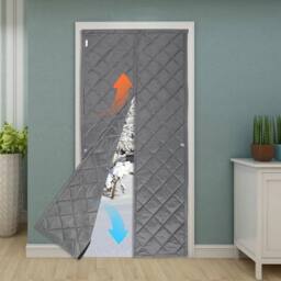 KORVIXA 2.1*1m Door Curtain Thick Thermal Ready Made Energy Saving Panel in Grey - Size: 100 cm width x 130 cm drop - thumbnail 2