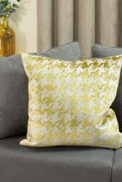 Ashley Wilde Nevado Velvet Houndstooth Cushion in Gold - thumbnail 3