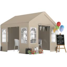 OUTSUNNY 3 x 3 m Party Tent, Outdoor Canopy Tent with Sidewalls, Beige - Size: 3m x 3m - thumbnail 2