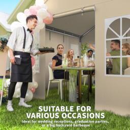 OUTSUNNY 3 x 3 m Party Tent, Outdoor Canopy Tent with Sidewalls, Beige - Size: 3m x 3m - thumbnail 4
