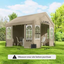 OUTSUNNY 3 x 3 m Party Tent, Outdoor Canopy Tent with Sidewalls, Beige - Size: 3m x 3m - thumbnail 3