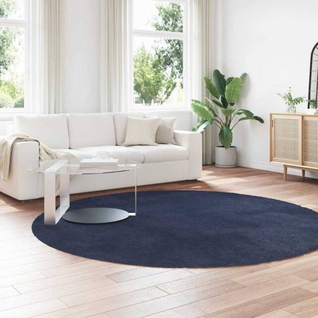 Berkfield Home Shaggy Rug High Pile NAVARRA Navy 240x240 cm Polyester - Size: Medium - image 1
