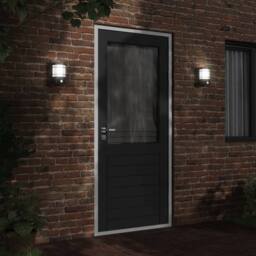 Berkfield Home Outdoor Wall Lights with Sensors 2pcs Black Stainless Steel
