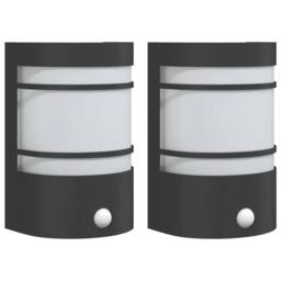 Berkfield Home Outdoor Wall Lights with Sensors 2pcs Black Stainless Steel - thumbnail 3