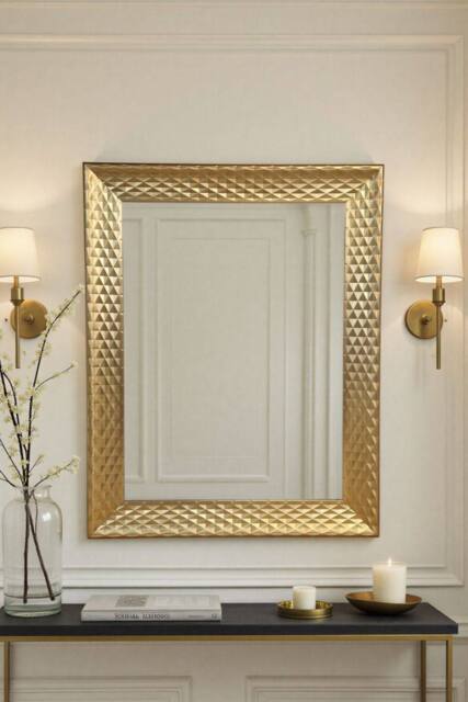 Yearn Mirrors Diamont Framed Gold Bevelled Mirror - image 1