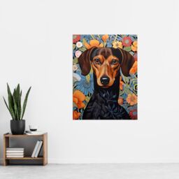 Artery8 Dachshund Dog On Elegant Floral Backdrop William Morris Style Pattern Artwork Extra Large XL Unframed Wall Art Poster Print - thumbnail 4