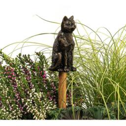 Jardinopia Cat Cane or Stake Topper Pot Buddy - L4 x W3.5 x H8 cm in Bronze
