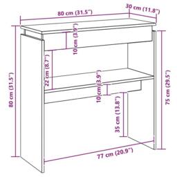 Berkfield Home Console Table Sonoma Oak 80x30x80 cm Engineered Wood in Light Tan - Size: 80 x 30 x 80 cm - thumbnail 6