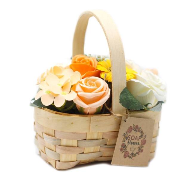 Serenityy Medium Orange Soap Flower Bouquet - Wicker Basket - image 1