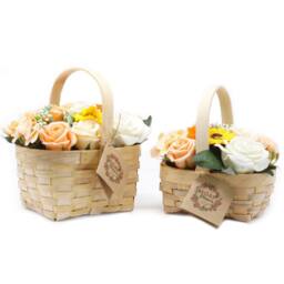 Serenityy Medium Orange Soap Flower Bouquet - Wicker Basket - thumbnail 3