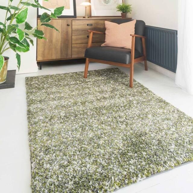 Kukoon Dark Green Grey Mottled Shaggy Rug - Size: 120 cm x 170 cm - image 1