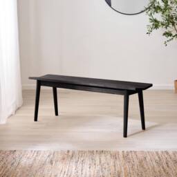FurnitureboxUK Lynton Large Black Wooden Dining Table & 2 Benches - thumbnail 7