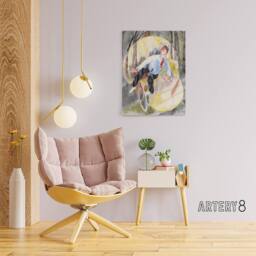 "Artery8 In Vaudeville The Bicycle Rider Demuth Canvas Wall Art Print - Size: W12"" x H16""" - thumbnail 3